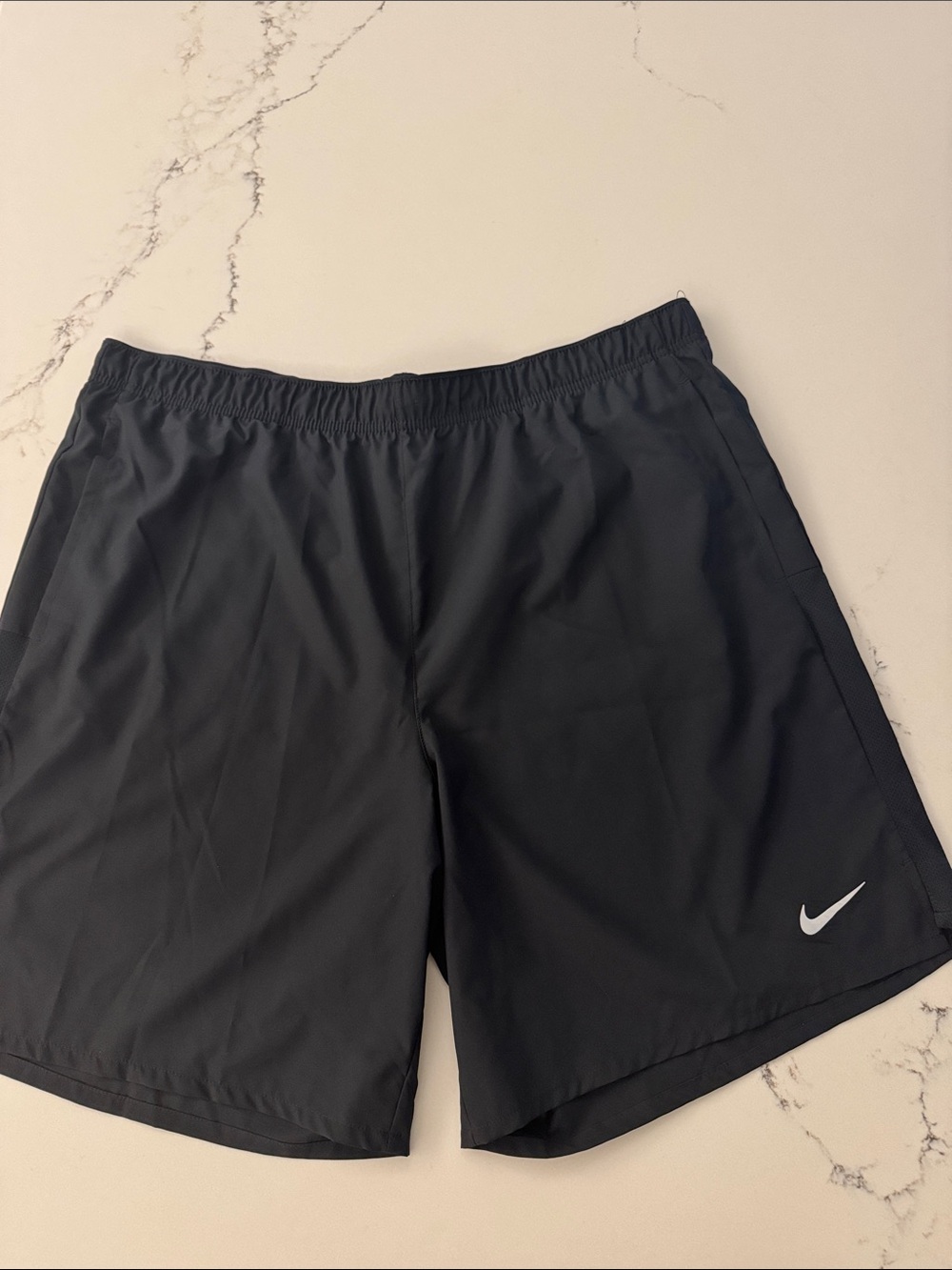Nike Men’s Black Athletic Shorts with White Swoosh